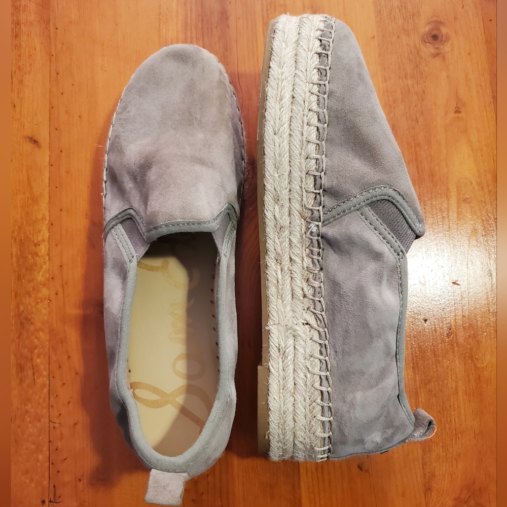 SAM EDELMAN Carrin Espadrille Platform Slip On Shoe Tan Nubuck Size 7.5 NWOB
